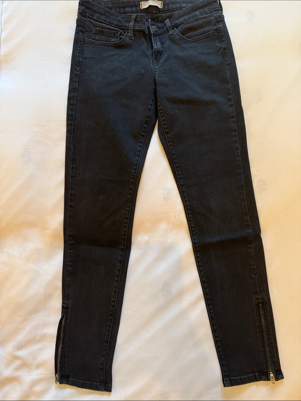 Uniqlo Black Skinny Jeans with Ankle Zips